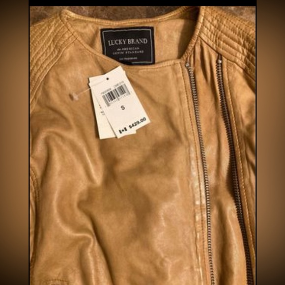 Lucky brand beige leather jacket - Picture 2 of 8